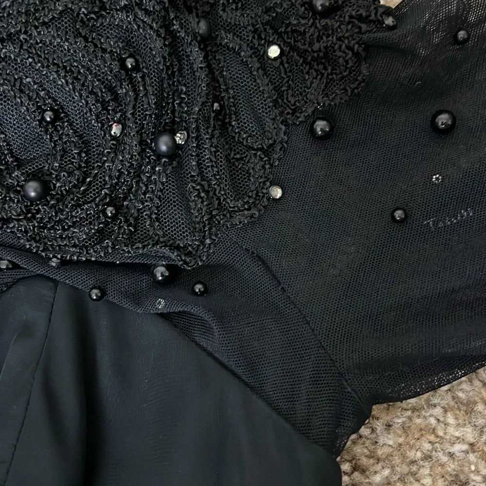 Tadaski | Vintage formal mesh long sleeve fit and flare beaded mini dres… - Picture 10 of 11